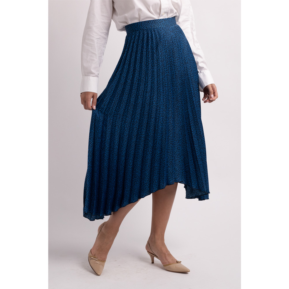 Banana Republic Blue Dotted Pleated Midi Skirt